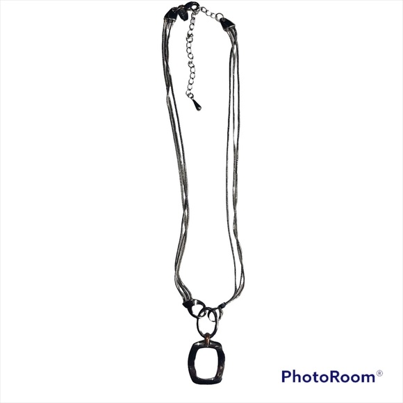 Lia Sophia 3 strand pendant vintage silver necklace - Picture 2 of 8